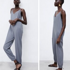 NWT Zara Gray Jersey Women's Jumpsuit Size M